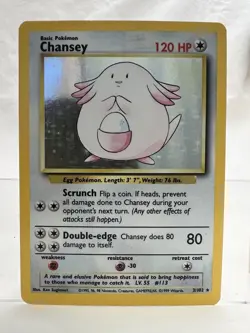 Pokemon TCG Base Set Chansey Holo 3/102 1999 English Vintage Card - Image 1