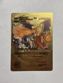 Charizard & Shining Charizard GX Gold Foil Fan Art Display Card Mint/NM - Image 1