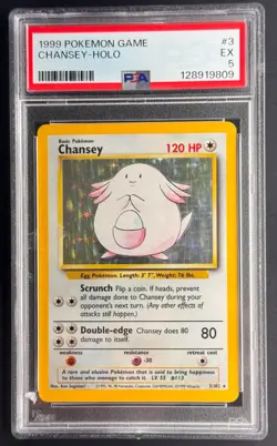 Chansey Holo 3/102 PSA 5 – 1999 Base Set WOTC – Vintage Pokemon Card - Image 1