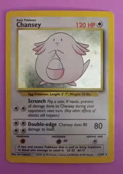 Pokemon TCG Chansey 3/102 Base Set Holo Rare Moderately Played - Image 1