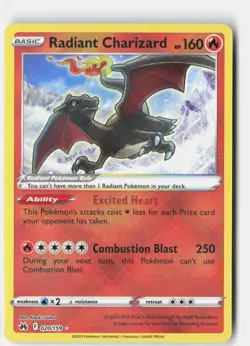 RADIANT CHARIZARD 020/159 RADIANT RARE CROWN ZENITH POKEMON NM - Image 1