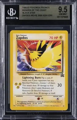 1999-02 POKEMON PROMOS WIZARDS OF THE COAST BLACK STAR ZAPDOS BGS 9.5 - Image 1