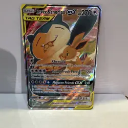 Pokemon Eevee & Snorlax GX TAG TEAM Promo Holo SM169 270 HP - Image 1