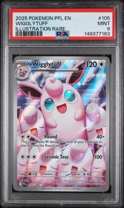 2025 POKEMON PFL EN-PHANTASMAL FLAMES ILLUSTRATION RARE #105 WIGGLYTUFF PSA 9 - Image 1