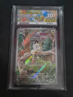 Pokemon TCG Meowth 106/094 IR Ace 10 Perfect Sub Grades! - Image 1