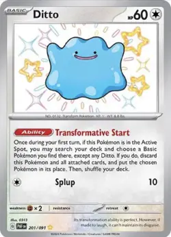 2024 POKEMON PALDEAN FATES #201/091 DITTO SHINY RARE - Image 1