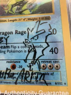 1999 Pokemon Gyarados HL - 1st Edition Authentic Auto Mitsuhiro Arita Sketch PSA - Image 3
