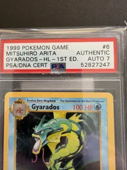 1999 Pokemon Gyarados HL - 1st Edition Authentic Auto Mitsuhiro Arita Sketch PSA - Image 4