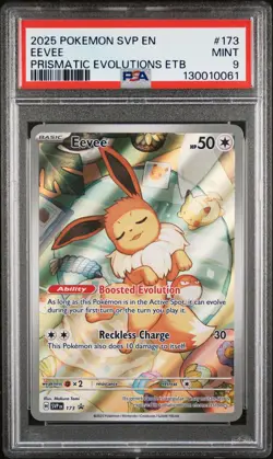 2025 POKEMON SVP EN-SV BLACK STAR PROMO #173 EEVEE PSA 9 - Image 1