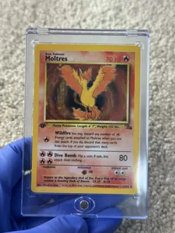 Pokemon Moltres 12/62 Fossil 1st Edition Holo Rare LP - Image 2