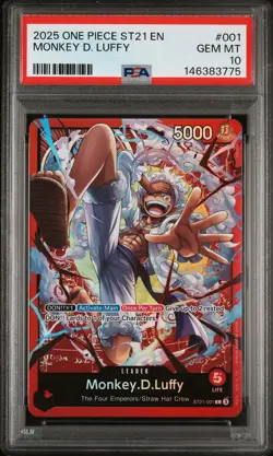 2025 ONE PIECE STARTER DECK ST21-EX GEAR 5 #001 MONKEY D. LUFFY PSA 10 - Image 1