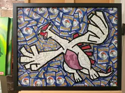 REAL Pokemon Trading Card Collage Artwork SHINY LUGIA (20x16 framed) - Image 1