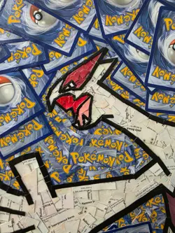 REAL Pokemon Trading Card Collage Artwork SHINY LUGIA (20x16 framed) - Image 2