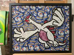 REAL Pokemon Trading Card Collage Artwork SHINY LUGIA (20x16 framed) - Image 3