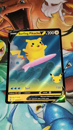 Surfing Pikachu V 008/025 Celebrations - Pokemon Card - NM Near Mint - Image 1