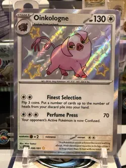 Oinkologne Paldean Fates Pokemon TCG Shiny Holo Secret Rare Card 208/091 JW 12Q - Image 1
