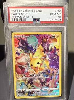 Pokemon Pikachu TCG Crown Zenith Holo Full Art Secret Rare Card PSA 10 160/159 - Image 1