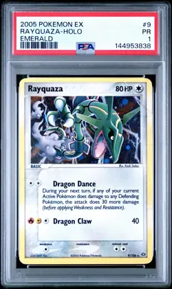 2005 Pokemon EX Emerald Rayquaza-Holo #9 PSA 1 PR - Image 1