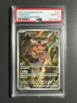 Pokemon TCG Landorus 131/086 Illustration Rare Sv: Black Bolt PSA 10 Low Pop - Image 1