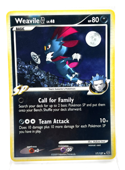 Weavile G 17/127 Reverse Holo Pokemon Card Platinum 2009 LP - Image 1