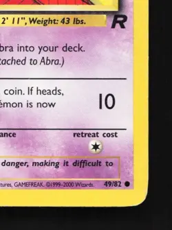 Abra 49/82 HP Team Rocket English Pokemon Card TCG - Image 3