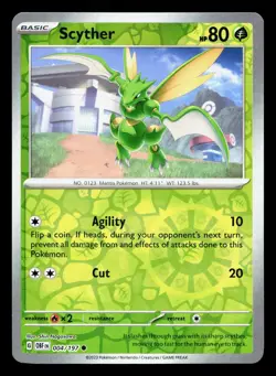 Scyther 004/197 Obsidian Flames NM Reverse Holo Pokemon Card TCG - Image 1