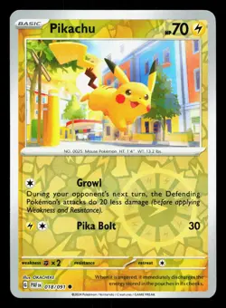 Pikachu 018/091 Paldean Fates NM Reverse Holo Pokemon Card TCG - Image 1