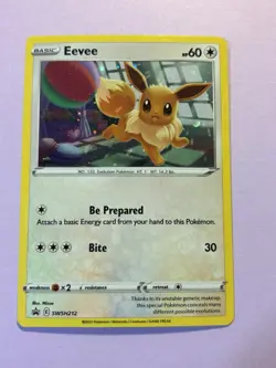 Pokemon TCG Eevee SWSH212 Holo Sword Shield Cosmos Black Star Promo Card - Image 1