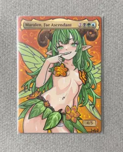 Magic MTG Altered Painted Maralen, Fae Ascendant Anime Girl by white_alters - Image 1