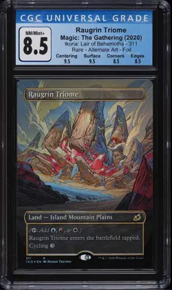 MTG 2020 Ikoria, Lair Of Behemoths Showcase FOIL Raugrin Triome CGC Q++ 8.5 NM/M - Image 1