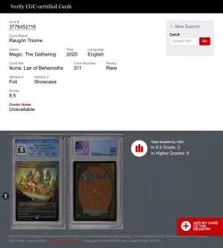 MTG 2020 Ikoria, Lair Of Behemoths Showcase FOIL Raugrin Triome CGC Q++ 8.5 NM/M - Image 3