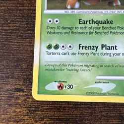 2008 Pokemon Majestic Dawn Rare Torterra #30/100 Card - Image 5