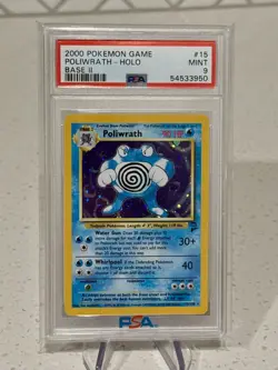 2000 Pokemon Poliwrath 15/130 Base Set 2 Rare Holo PSA 9 MINT SWIRL - Image 1