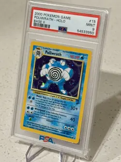 2000 Pokemon Poliwrath 15/130 Base Set 2 Rare Holo PSA 9 MINT SWIRL - Image 2