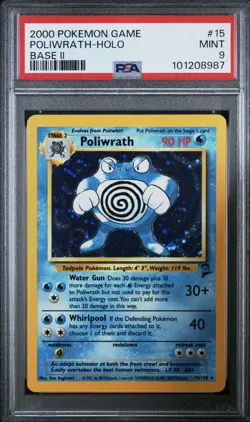 2000 POKEMON BASE SET 2 #15 POLIWRATH-HOLO PSA 9 - Image 1