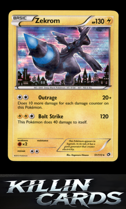 Zekrom 51/113 Pokemon Holo Rare Legendary Treasures Card LP - Image 1