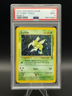 2000 Pokemon Scyther 17/130 Base Set 2 Rare Holo PSA 9 MINT - Image 1