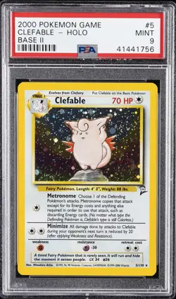 2000 POKEMON BASE SET 2 #5 CLEFABLE-HOLO PSA 9 - Image 1