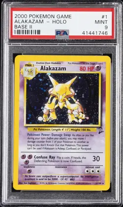2000 POKEMON BASE SET 2 #1 ALAKAZAM-HOLO PSA 9 - Image 1