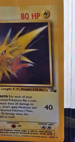 Pokemon TCG 1999-2000 Zapdos Holo-Rare 15/62 Fossil Set (Good Condition/LP) - Image 2