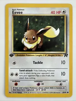 Eevee First Edition Team Rocket 55/82 Pokemon TCG MP - Image 1