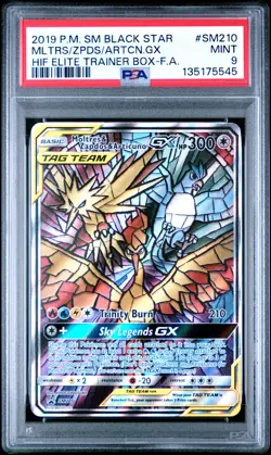 2019 POKEMON SM BLACK STAR PROMO FULL ART/MOLTRES & ZAPDOS & ARTICUNO GX PSA 9 - Image 1
