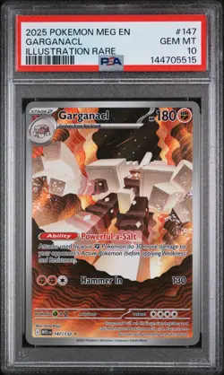 2025 POKEMON EN-MEGA EVOLUTION ILLUSTRATION RARE #147 GARGANACL PSA 10 FREE S&H - Image 1