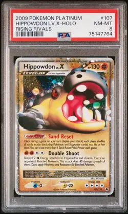 Pokemon Hippowdon Lv.X Rising Rivals Holo Ultra Rare #107 PSA 8 - Image 1