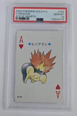 2000 Japanese Pokemon Cyndaquil Ace of Hearts Gold Playing Card PSA 10 Gem Mint - Image 1