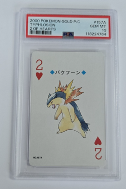 2000 Japanese Pokemon Typhlosion 2 of Hearts Gold Playing Card PSA 10 Gem Mint - Image 1