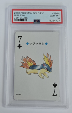 2000 Japanese Pokemon Quilava 7 of Clubs #156A Gold Playing Card PSA 10 Gem Mint - Image 1