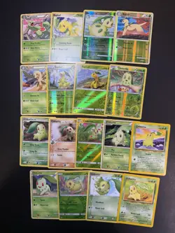 17 Pokemon Card Lot Chikorita Bayleef Meganium Cards - Holo Rare Vintage WOTC - Image 1