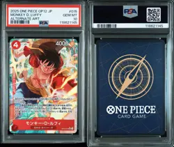 PSA 10 Monkey D. Luffy SR Alternate Art OP12-015 2025 ONE PIECE Card Japanese - Image 3
