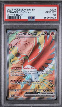 2025 POKEMON DRI EN-DESTINED RIVALS ULTRA RARE #209 ETHAN'S HO-OH EX PSA 10 - Image 1